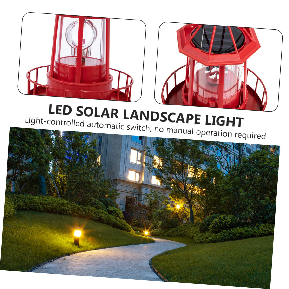 Solar Powered Rotating Lighthouse Garden Light V746676