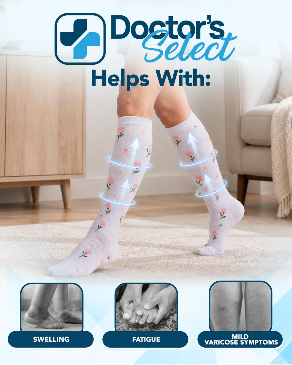 Bamboo Viscose 8-15 mmHg Knee High Compression Socks 3 Pairs P849792