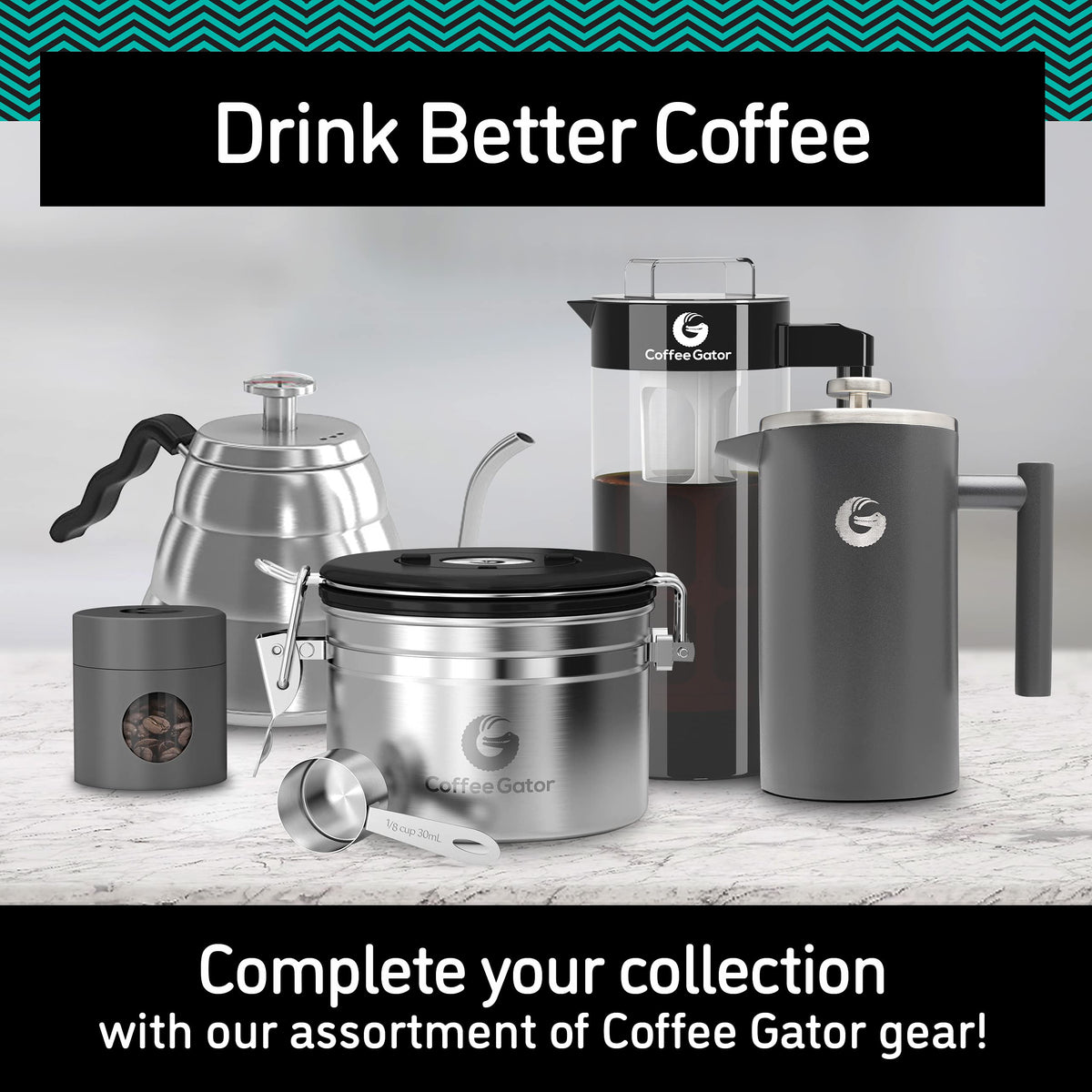 40oz Stainless Steel Gooseneck Kettle and 14oz Pour Over Coffee Maker K13877