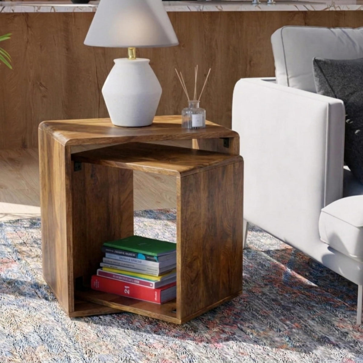 Sheesham Wood Nesting Tables Set of 2 H695