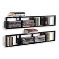 34 Inch Media Storage Rack Organizer Metal Floating Shelf Set of 2 Black P5301