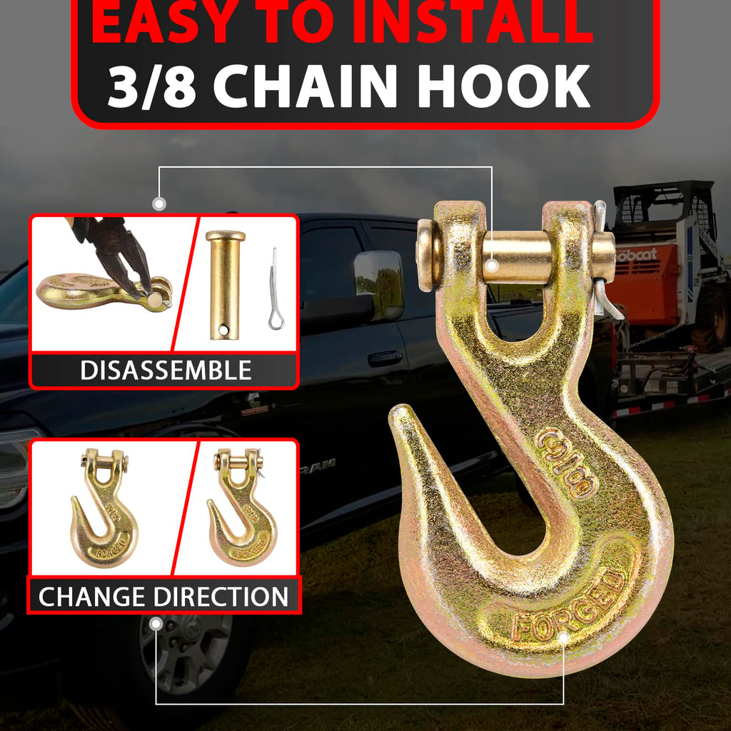 3/8 Chain Hook 10 Pack Grade 70 Grab Hooks T1260