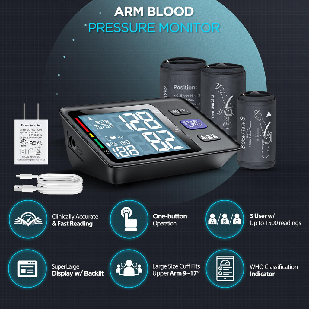 Automatic Upper Arm Blood Pressure Monitor, 3 Cuffs R1105