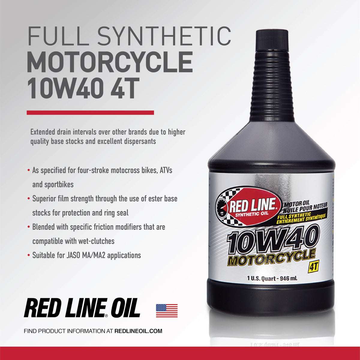 10W40 Synthetic Motorcycle Motor Oil 1 Quart X135372