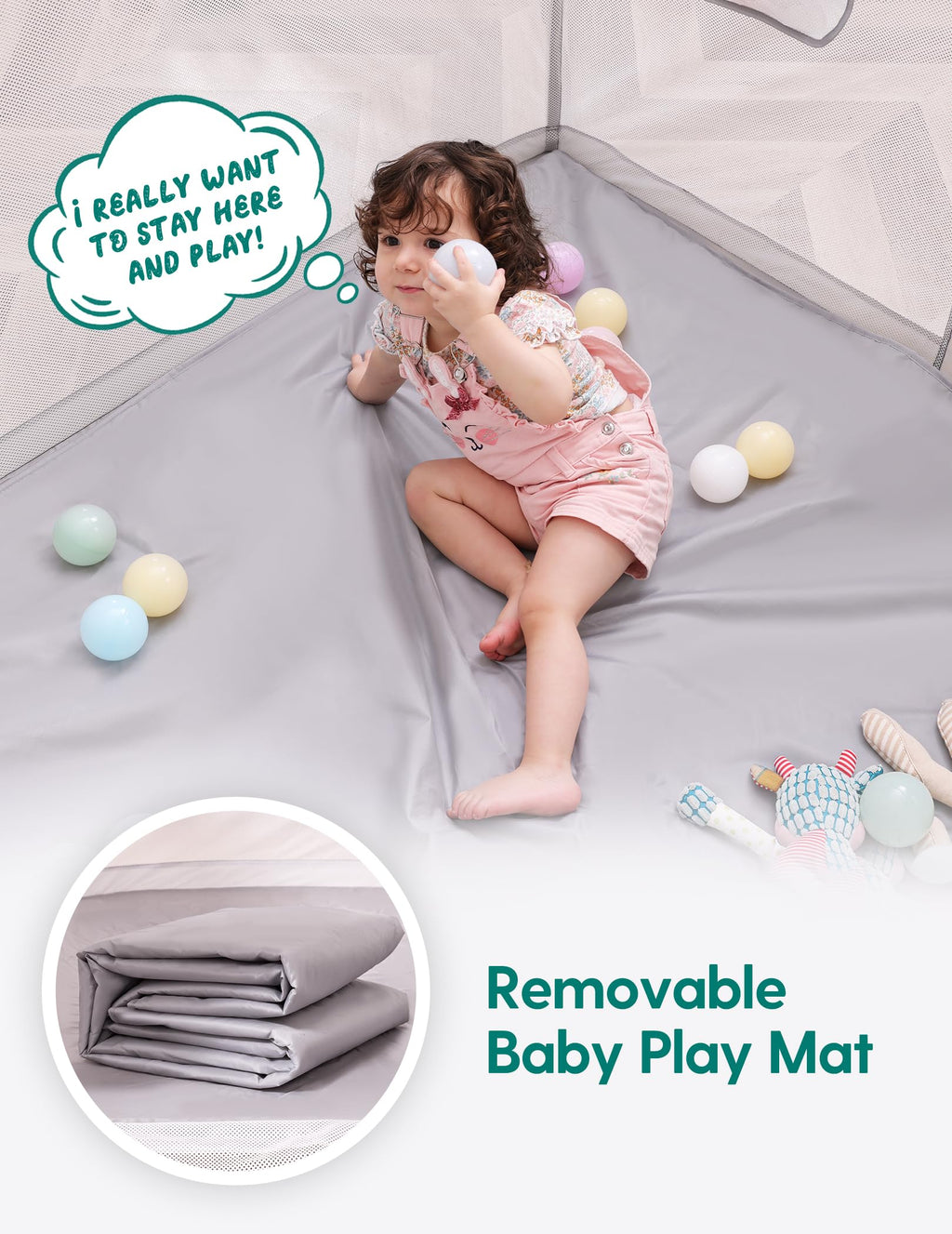 Foldable Baby Playpen with Mat A55196