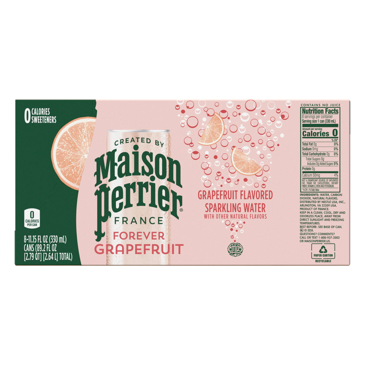 Grapefruit Flavored Sparkling Water, 11.15 Fl Oz Cans, 8 Count T9326