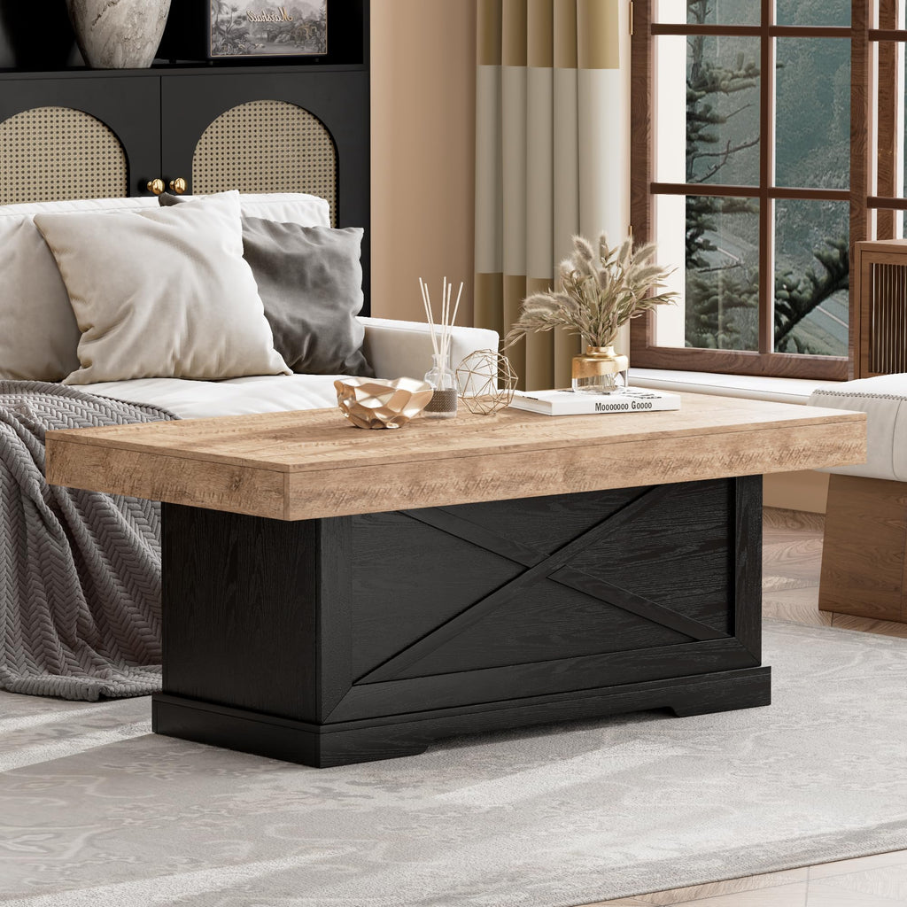 39 in Rustic Coffee Table with X-Design V7229