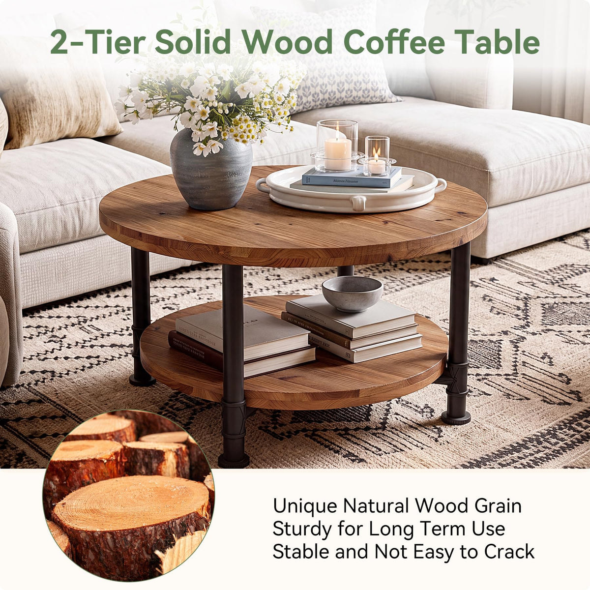 Solid Wood Round Coffee Table O2187