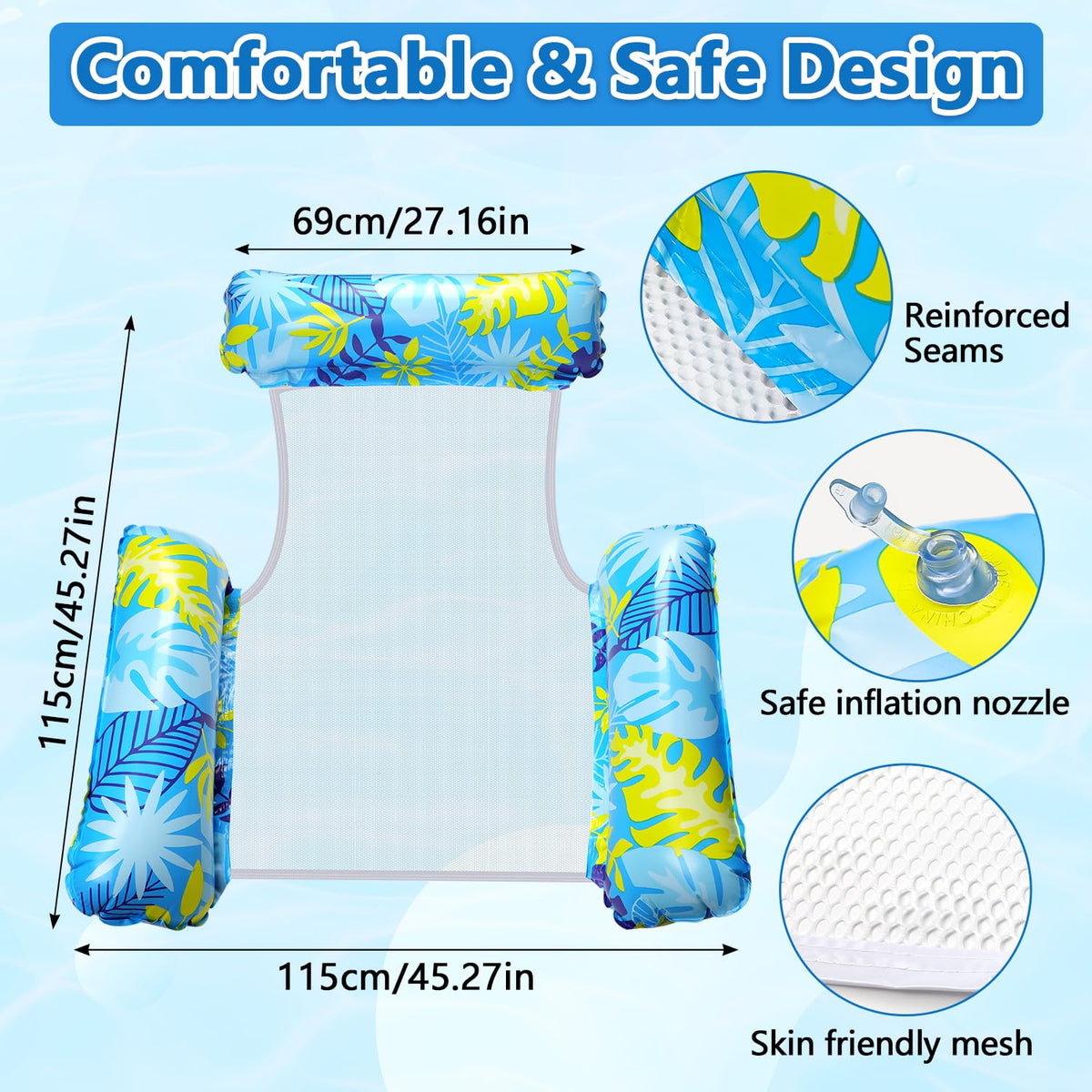 2 Pack Inflatable Pool Floats with Drink Holders and Air Pump T59329