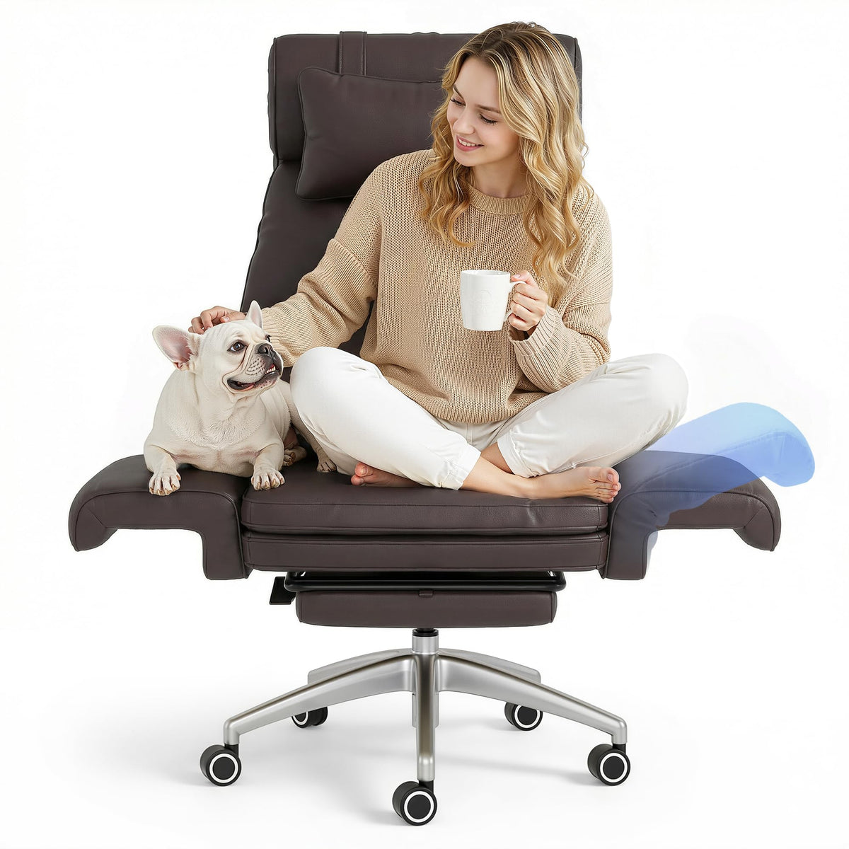Oversized Brown Convertible Office Chair J543