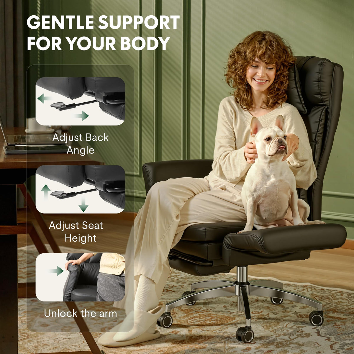 Oversized Brown Convertible Office Chair J543