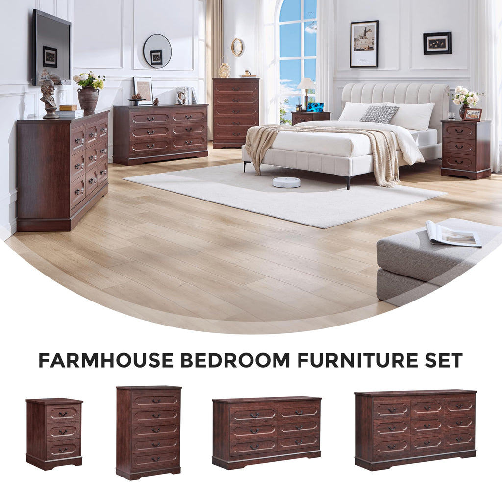 Cherry 3 Drawer Dresser with Charging Station L697