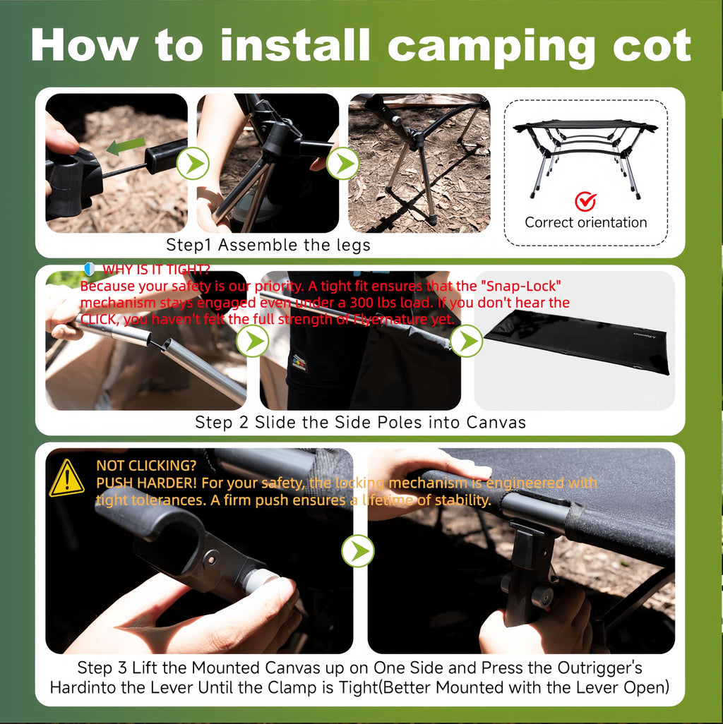 Lightweight Foldable Camping Cot 300 lbs Capacity H7543