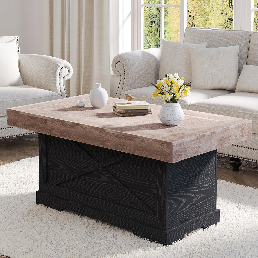 39 in Rustic Coffee Table with X-Design V7229