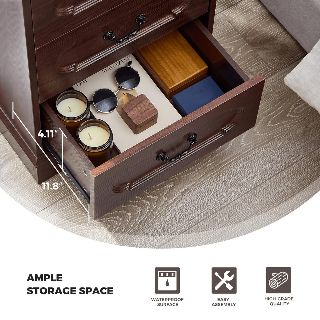 Cherry 3 Drawer Dresser with Charging Station L697