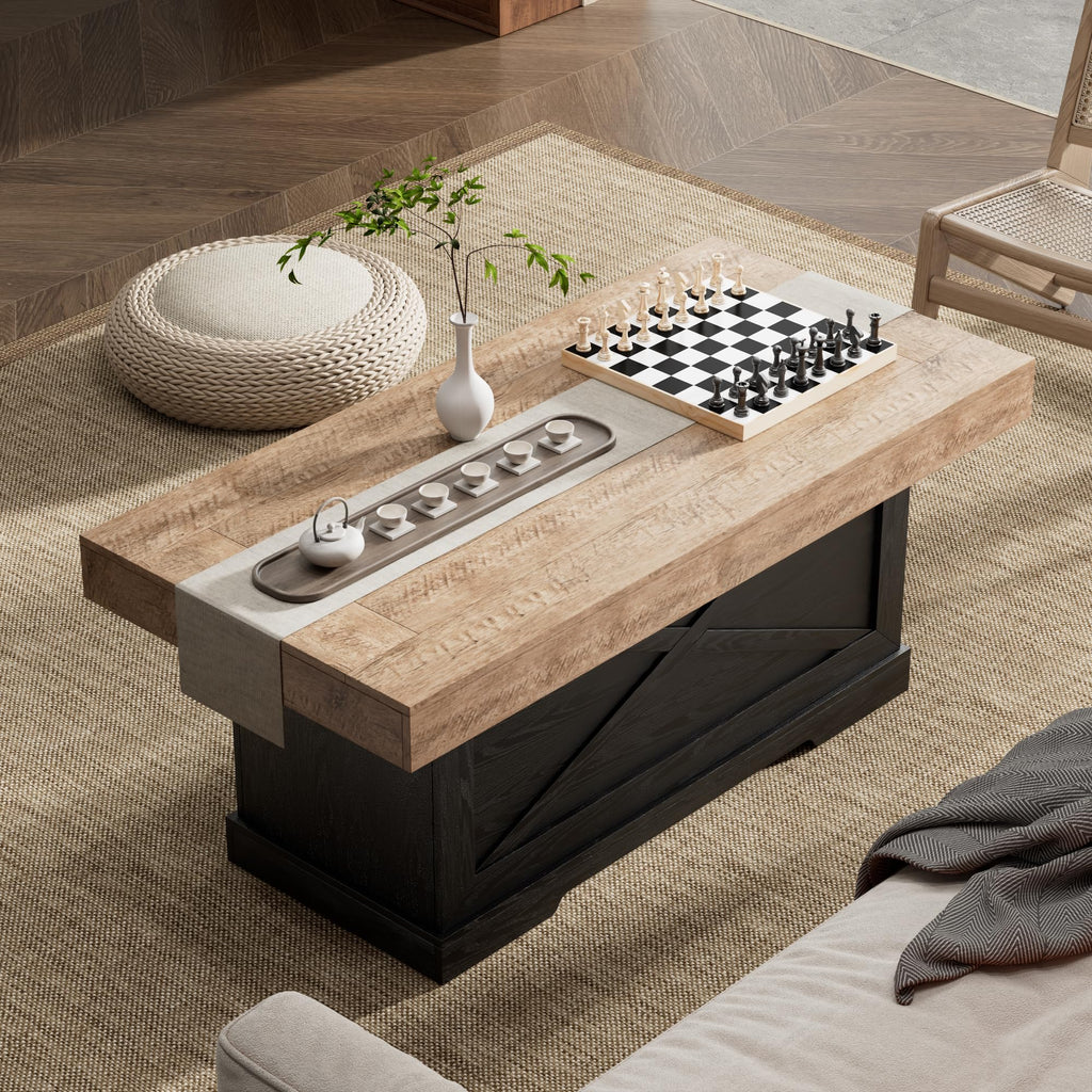 39 in Rustic Coffee Table with X-Design V7229