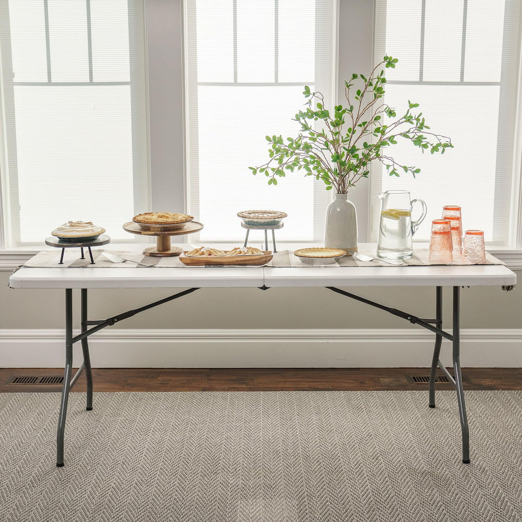 Portable Fold-in-Half Banquet Table 300 Lb Capacity White 6 Ft L840690