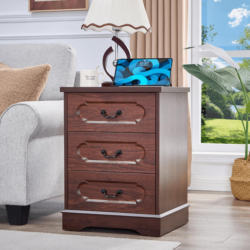 Cherry 3 Drawer Dresser with Charging Station L697