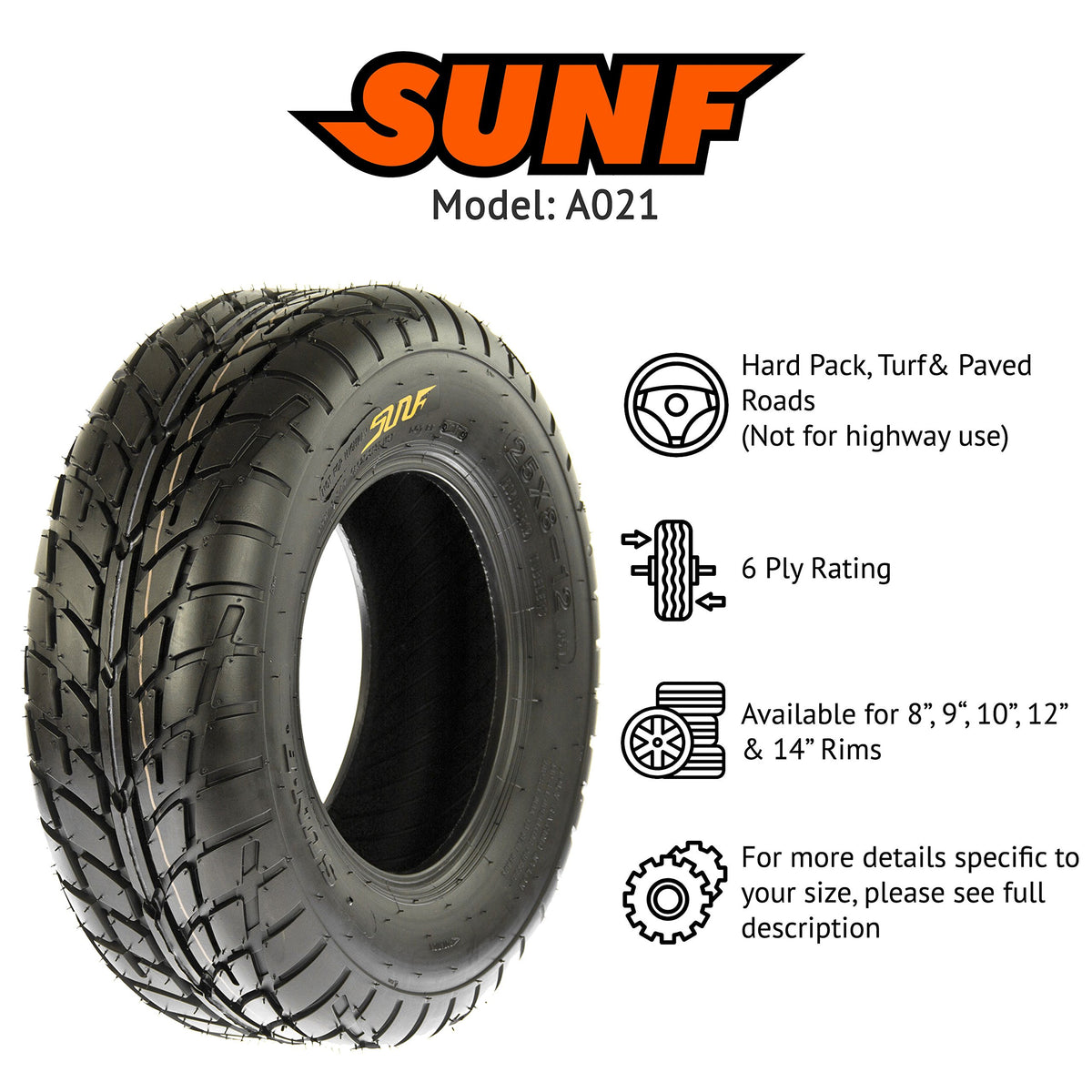 20x7-8 ATV UTV Tire 6 PR Pair of 2 Z537